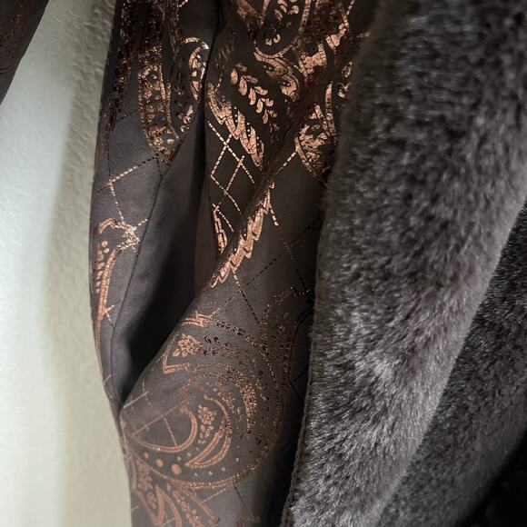 Johnny Was NWOT Lasei Faux Suede Fur Print Coat Brown Vegan XXL 2XL Boho Holiday - Picture 6 of 8